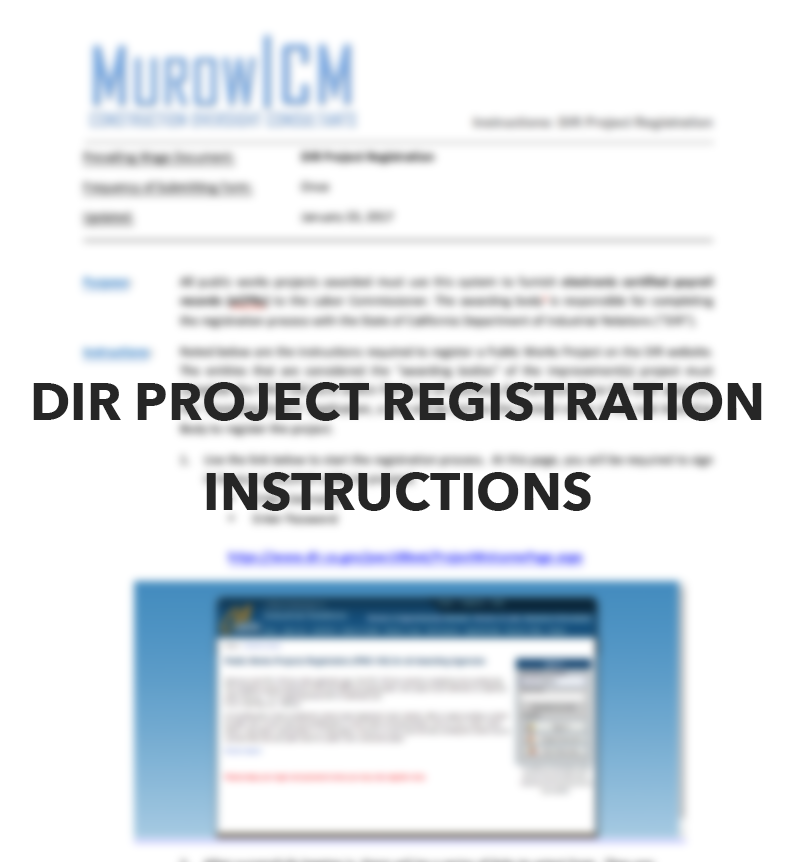 DIR Project Registration Instructions